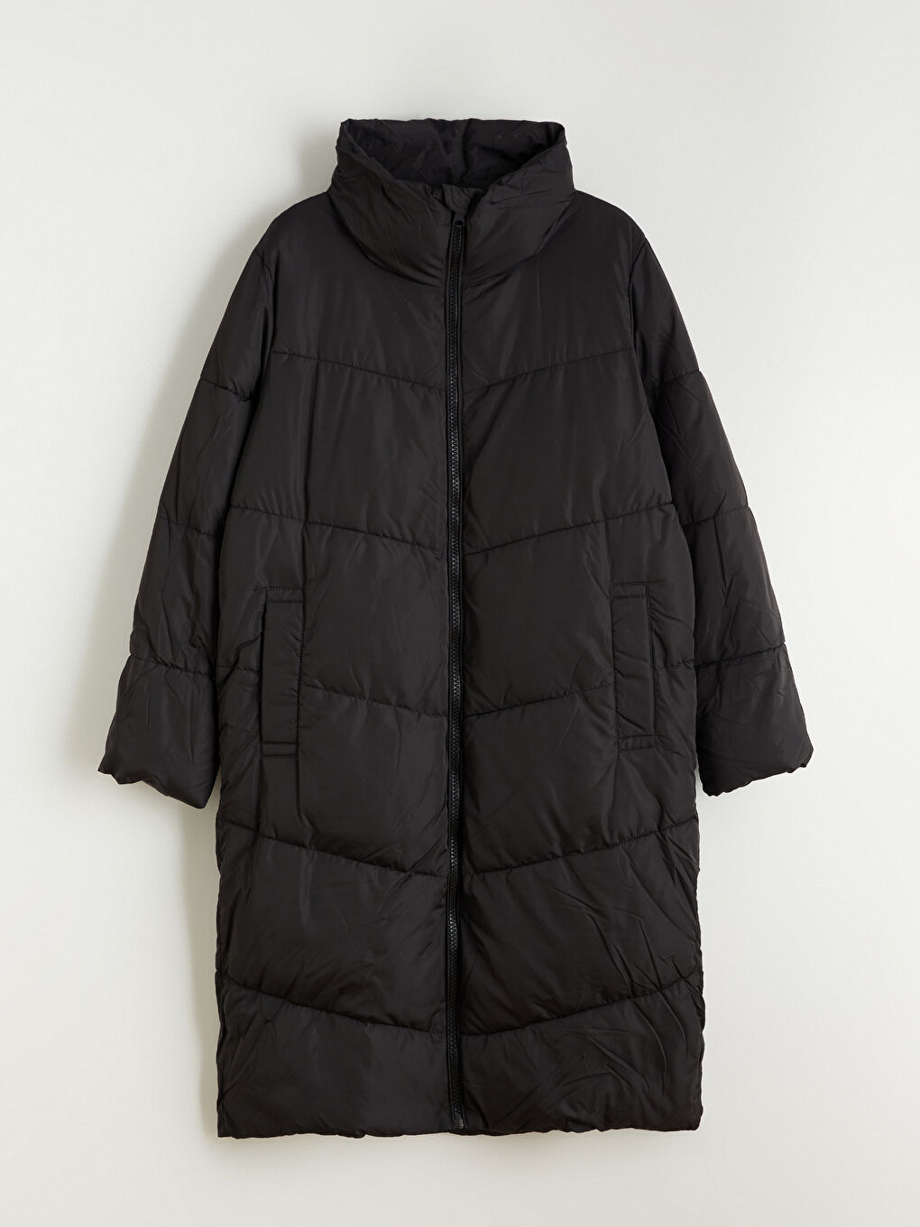 Funnel Neck Quilted Oversize Women's Puffer Coat-5