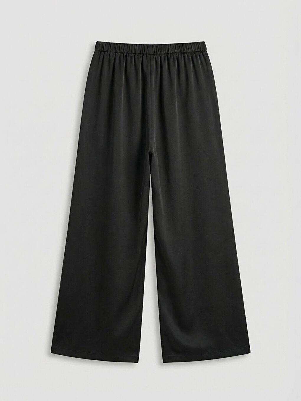 Pantalon à Taille Élastiquée à Jambe Large pour Femmes-1