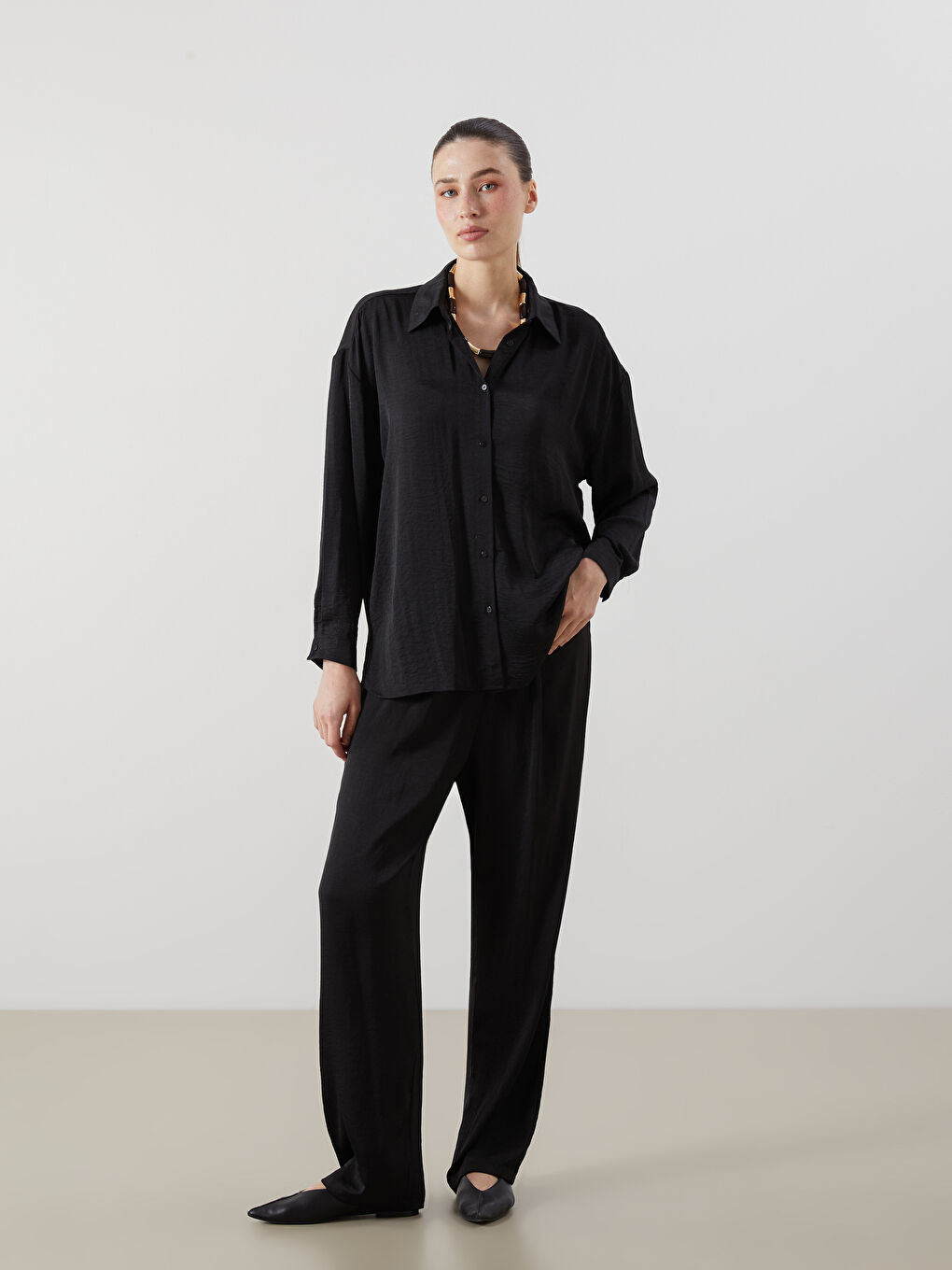 Elastic Waist Wide Leg Women's Trousers