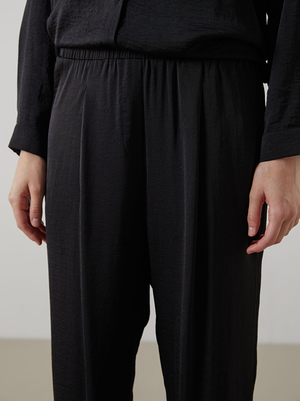 Elastic Waist Wide Leg Women's Trousers-2