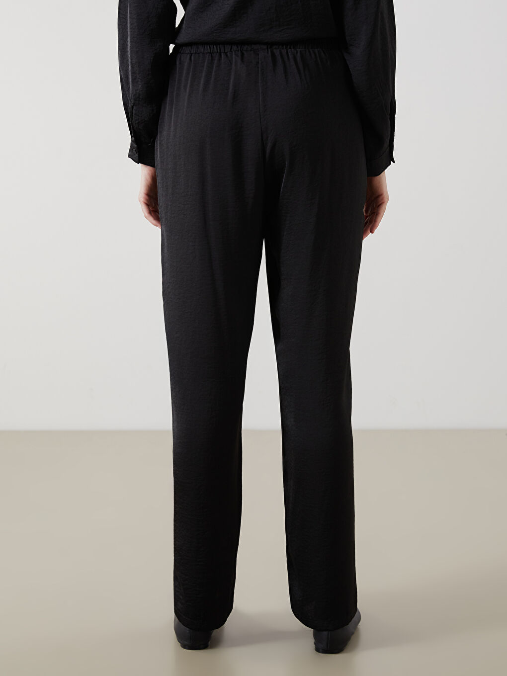 Elastic Waist Wide Leg Women's Trousers-3