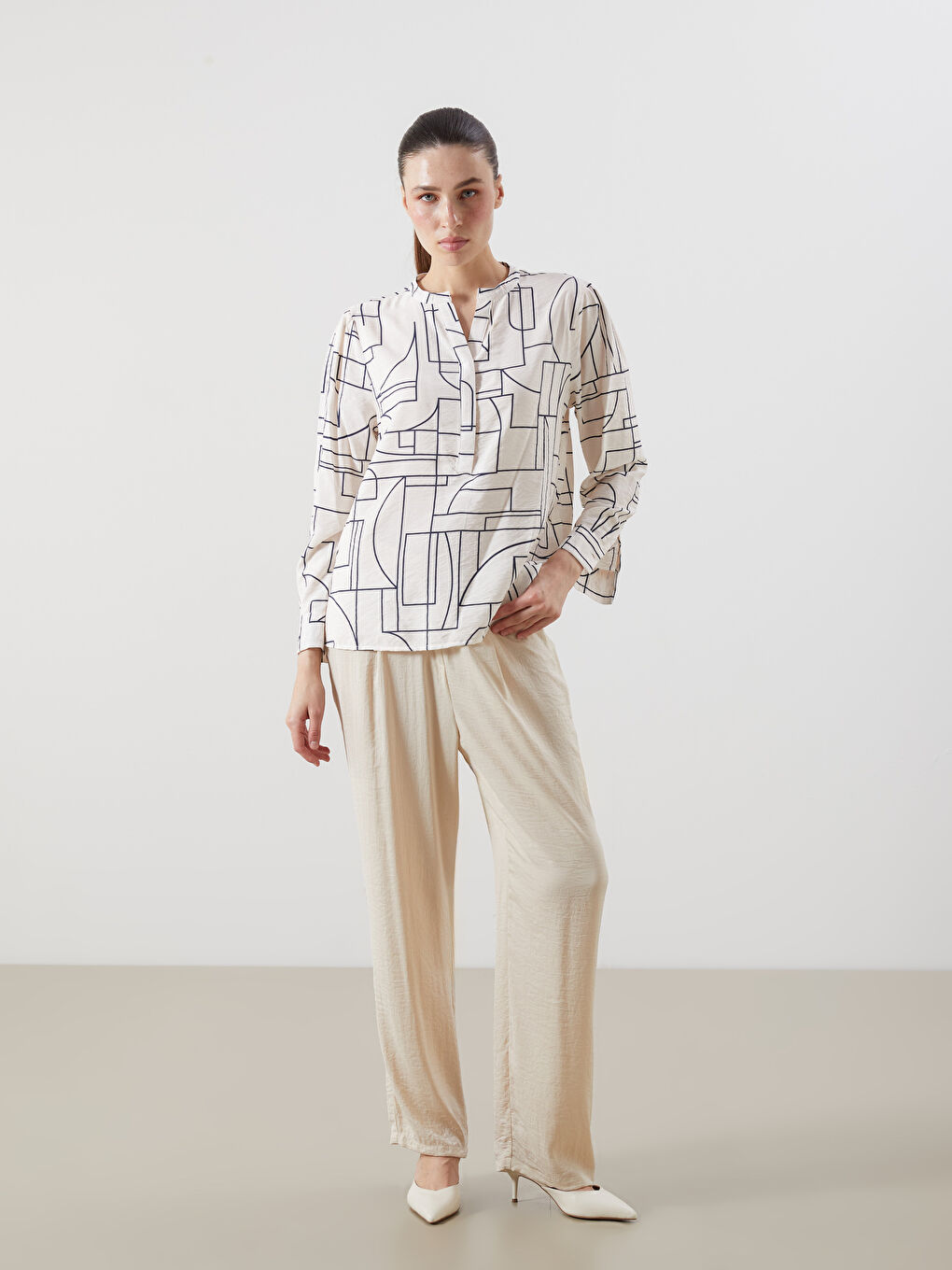 Elastic Waist Wide Leg Women's Trousers