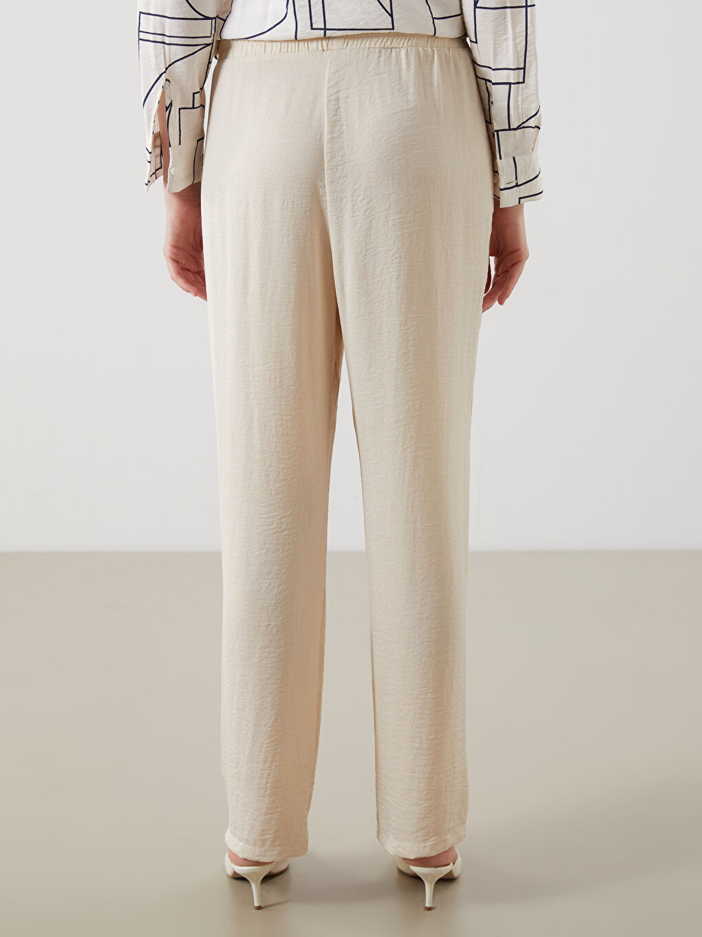 Elastic Waist Wide Leg Women's Trousers-3