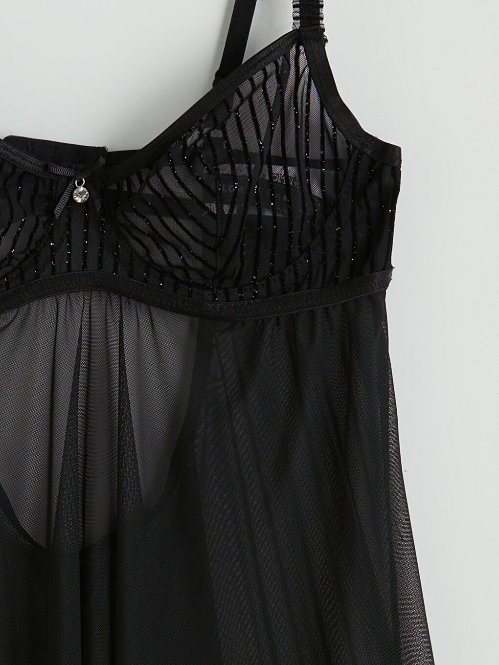 Siyah V Yaka Dantelli Babydoll-2