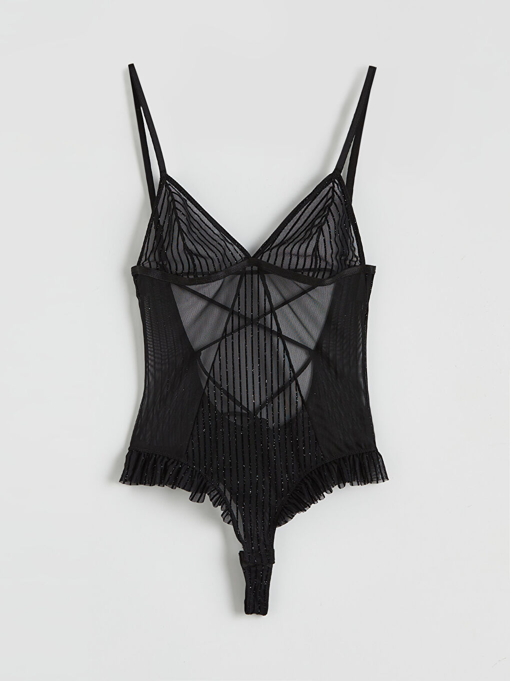 Siyah V Yaka Dantelli Babydoll