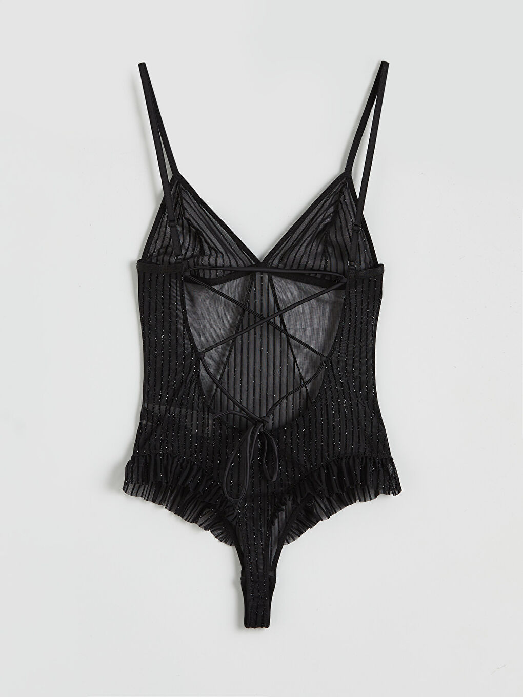 Siyah V Yaka Dantelli Babydoll-1