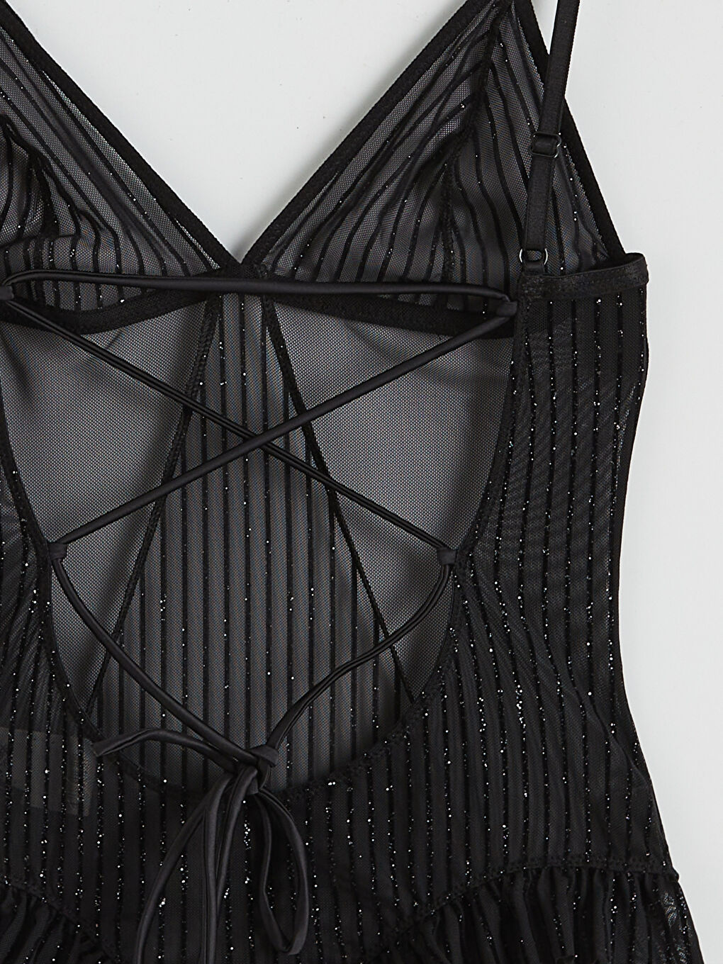 Siyah V Yaka Dantelli Babydoll-3