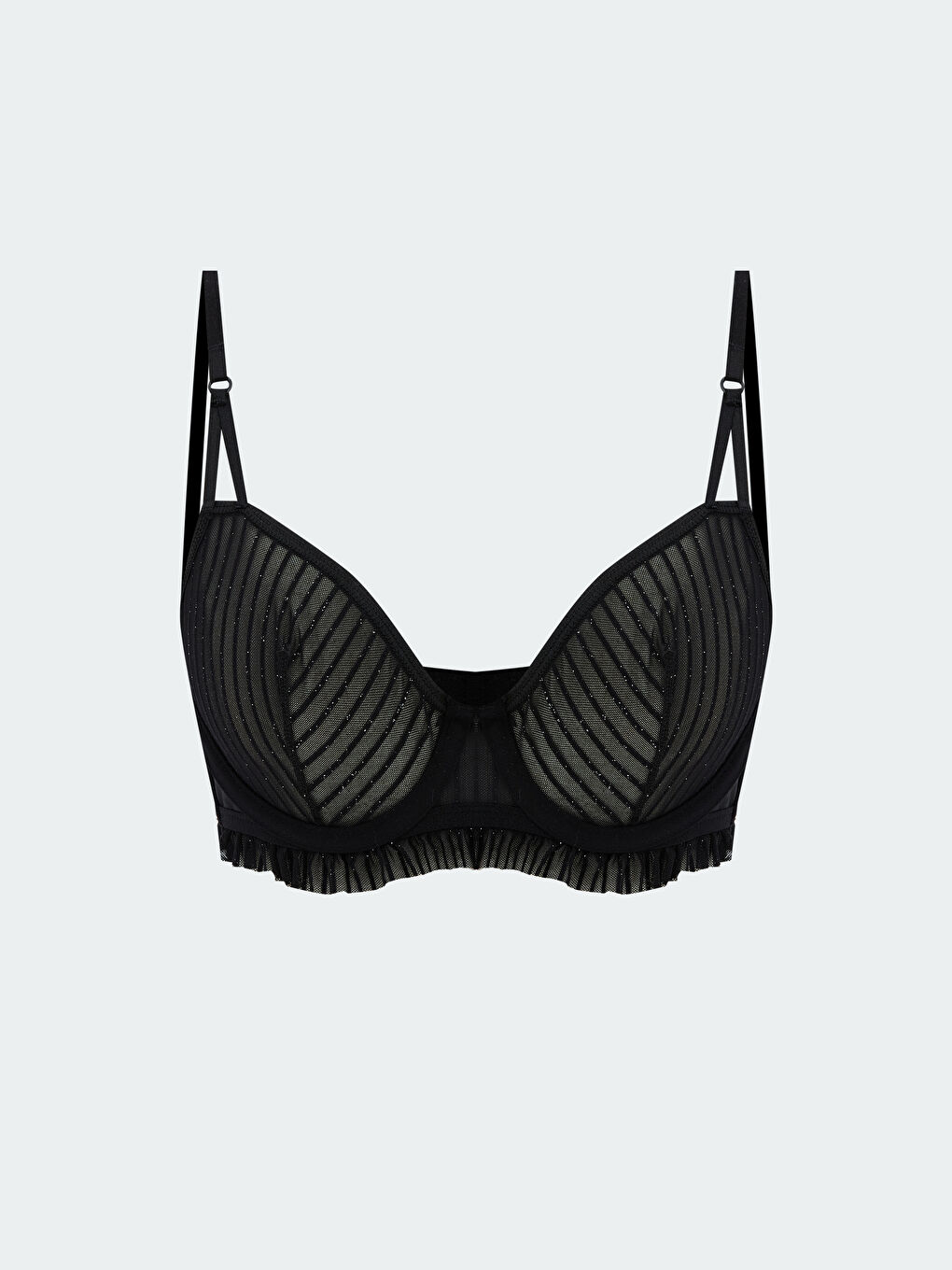 Siyah Balenli Dolgusuz Fantezi Tişört Sütyen