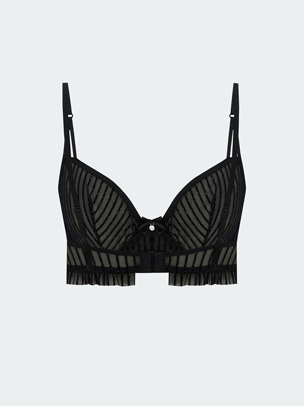 Siyah Balenli Dolgusuz Fantezi Tişört Sütyen-1