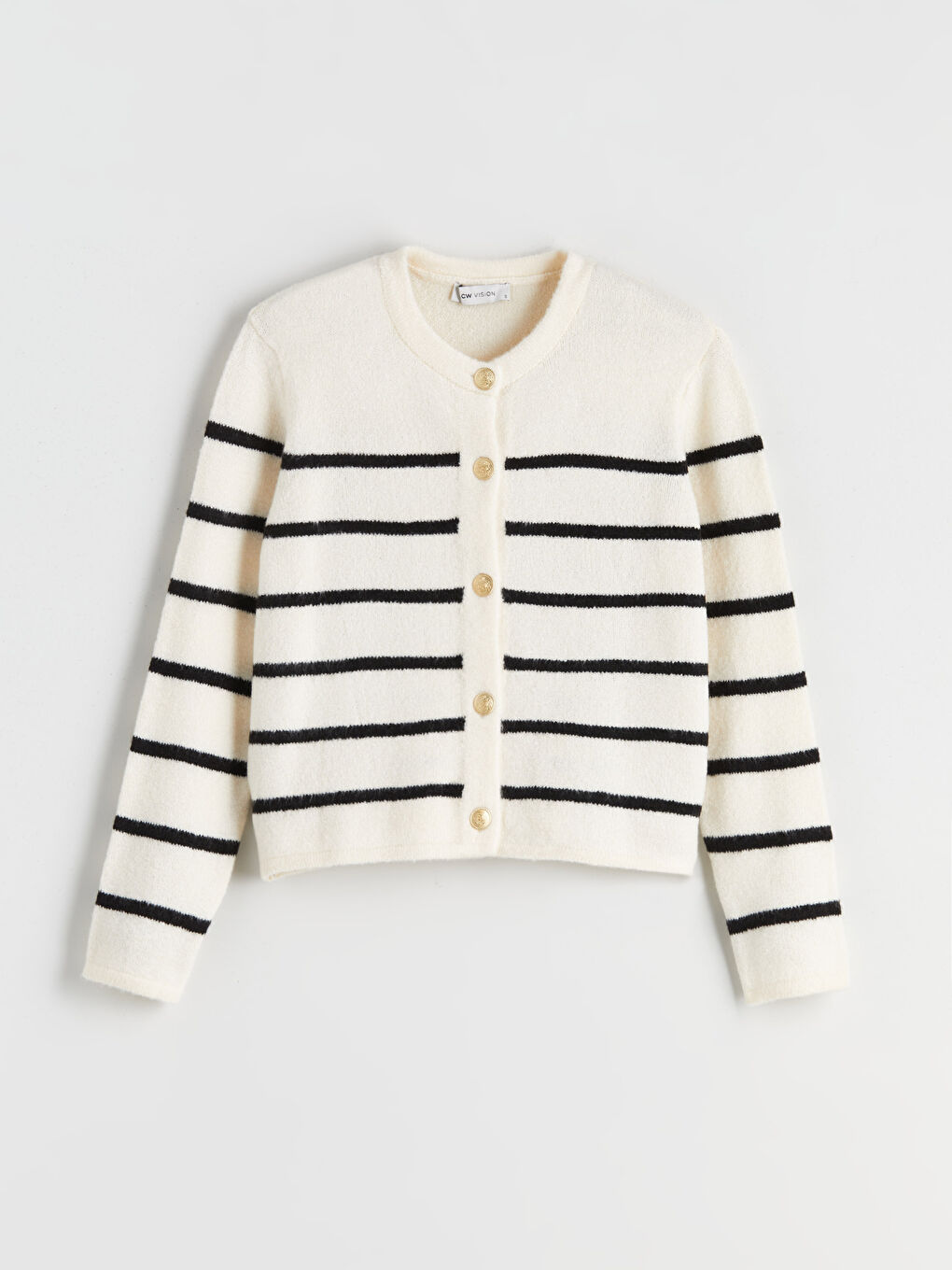 LCW Vision Crew Neck Striped Women's Knitwear Cardigan -W5EY02Z8-LEG