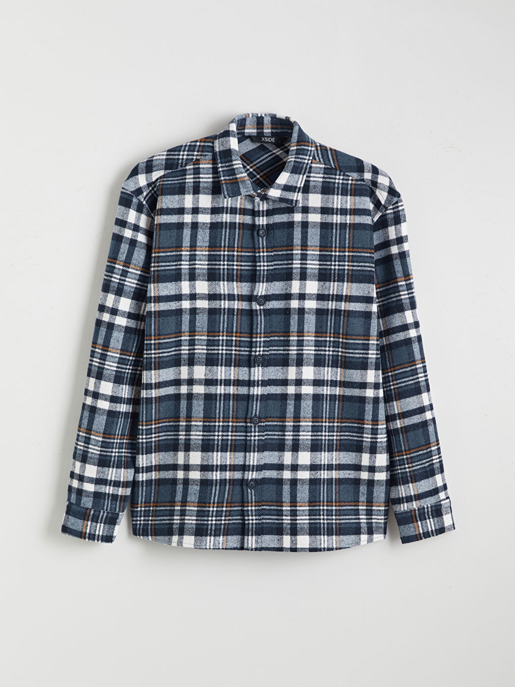 Рубашка из фланели в клетку с длинным рукавом стандартного кроя для мужчин-4