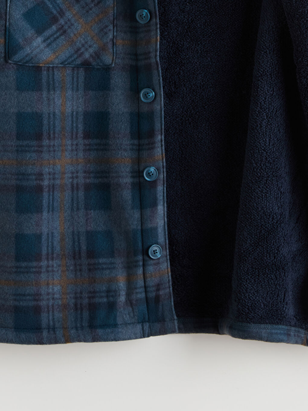 Petrol Rahat Kalıp Uzun Kollu Ekose Erkek Gömlek Ceket-11