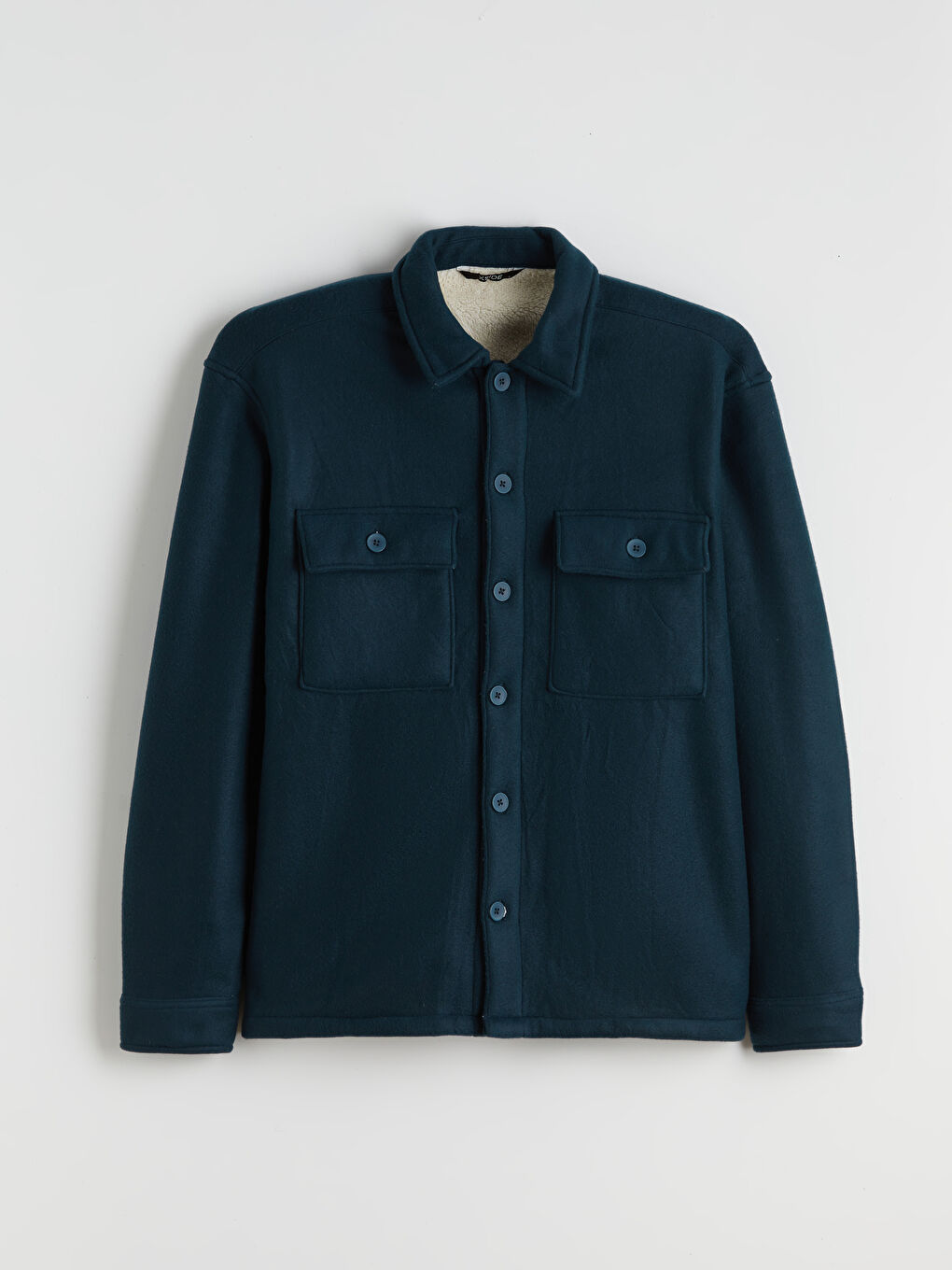 Petrol Rahat Kalıp Uzun Kollu Erkek Gömlek Ceket-5