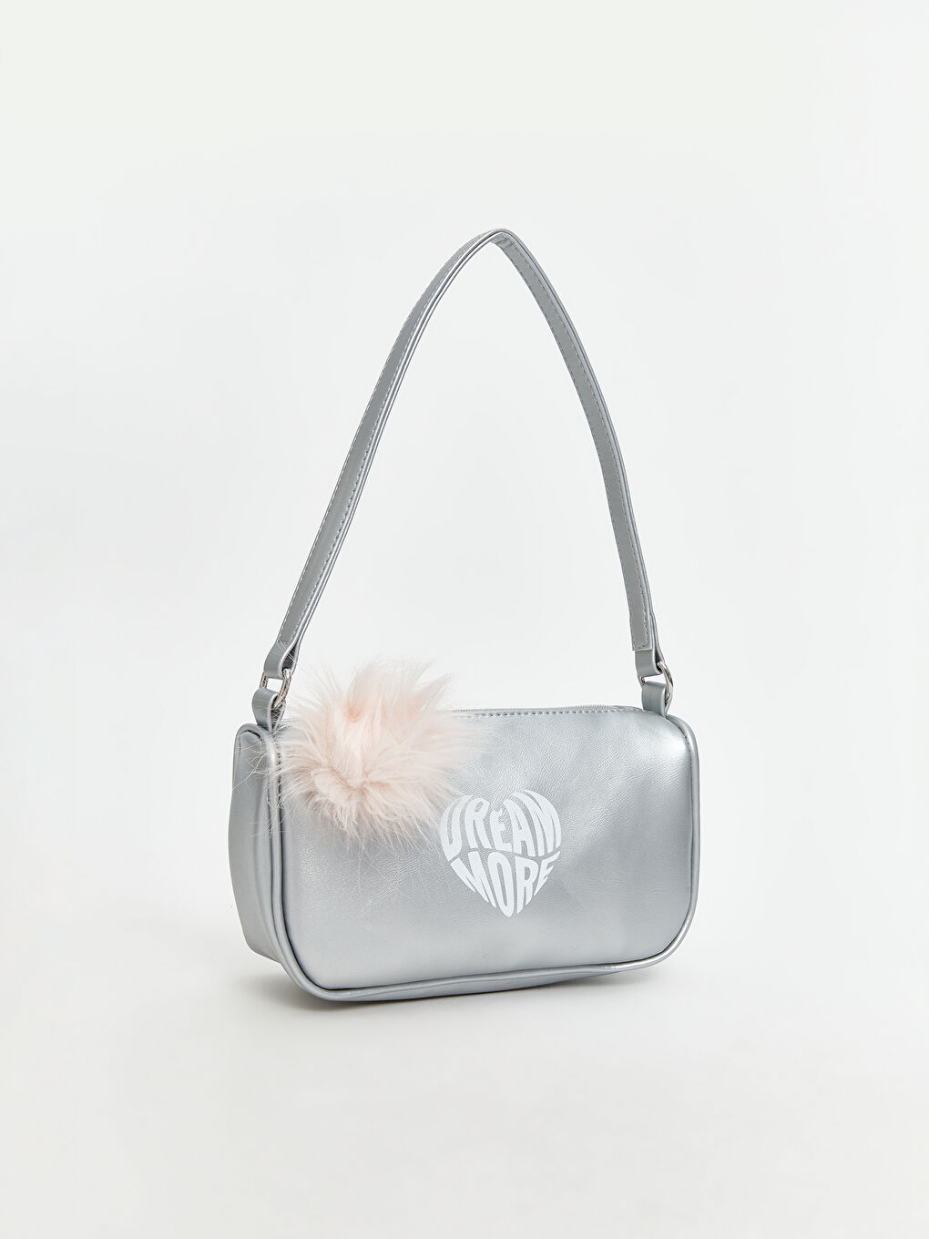 Gri Deri Görünümlü Kız Çocuk Kol Çantası-1