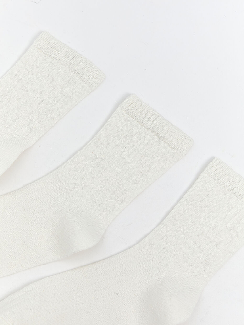 Ekru Kadın Düz Soket Çorap 3'lü-1