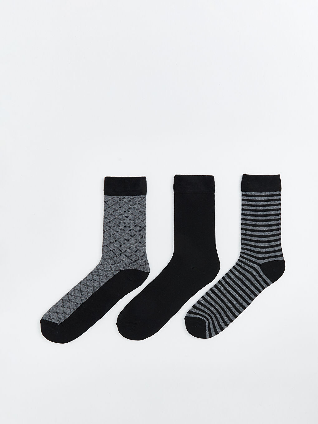 Siyah Desenli Erkek Soket Çorap 3'lü