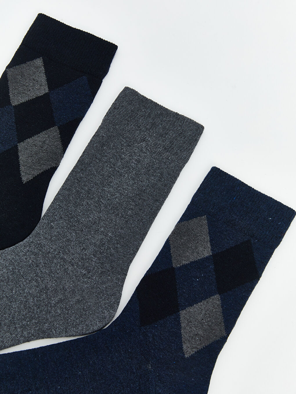 Lacivert Desenli Erkek Soket Çorap 3'lü-1