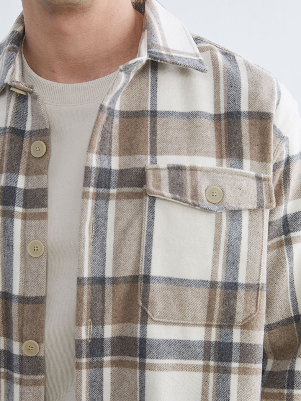 Рубашка из фланели в клетку с длинным рукавом стандартного кроя для мужчин-2