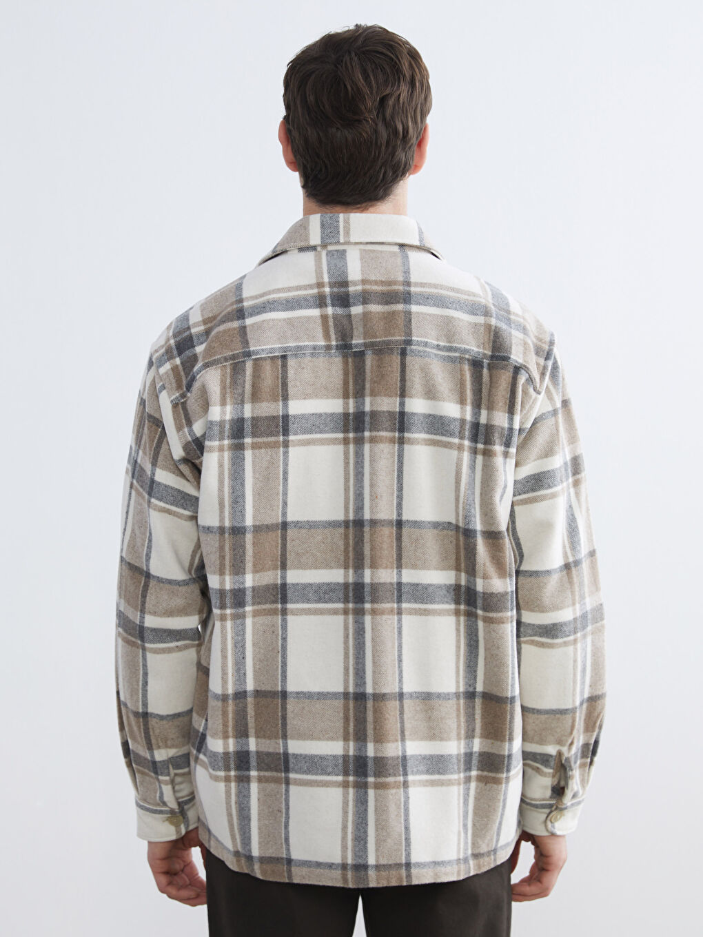 Рубашка из фланели в клетку с длинным рукавом стандартного кроя для мужчин-3