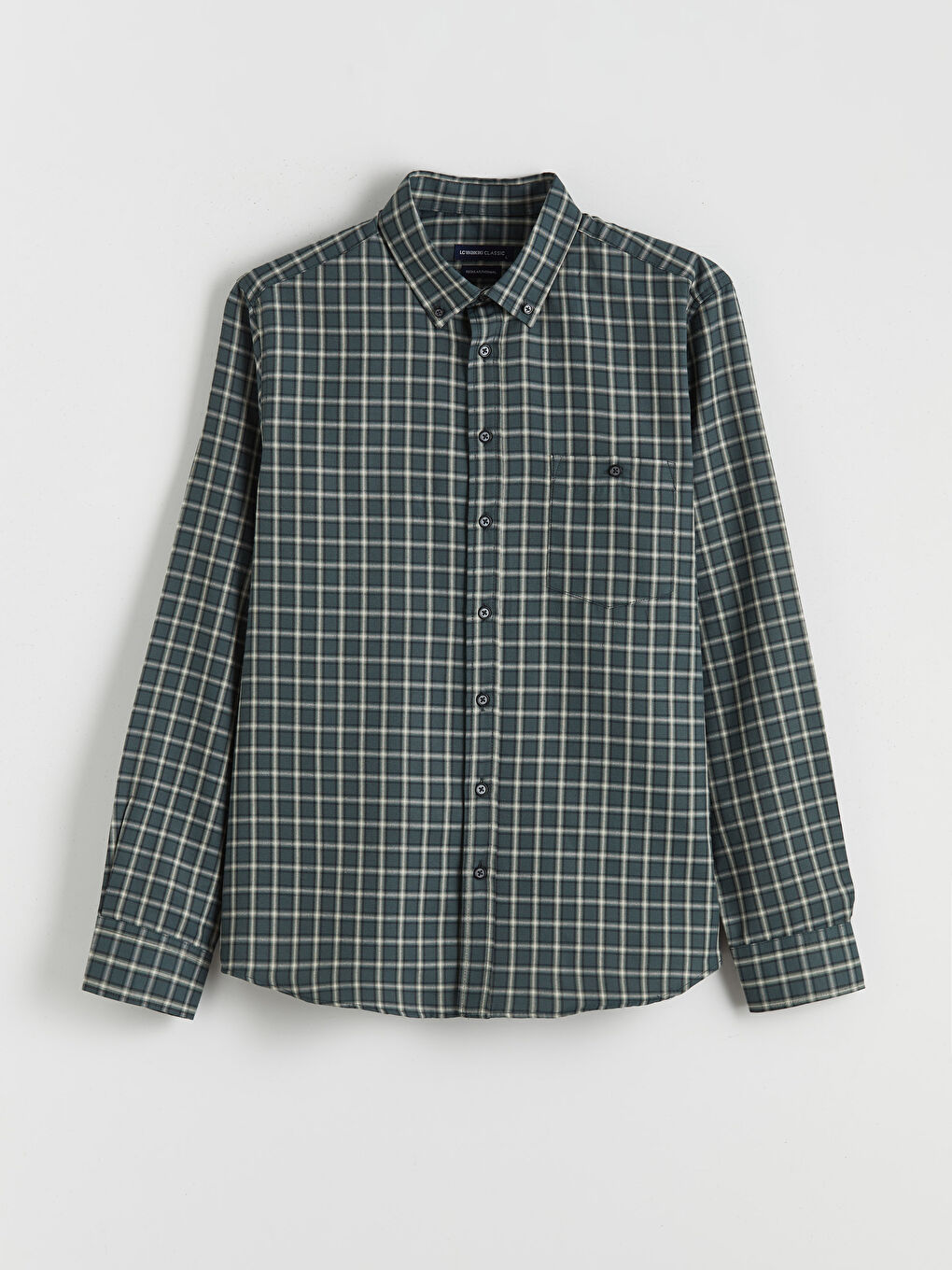 Haki Regular Fit Ekose Gabardin Erkek Gömlek-4