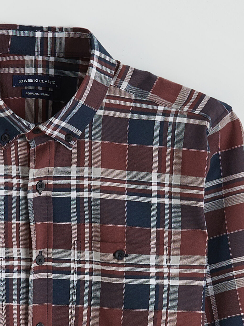 Bordo Regular Fit Ekose Gabardin Erkek Gömlek-5