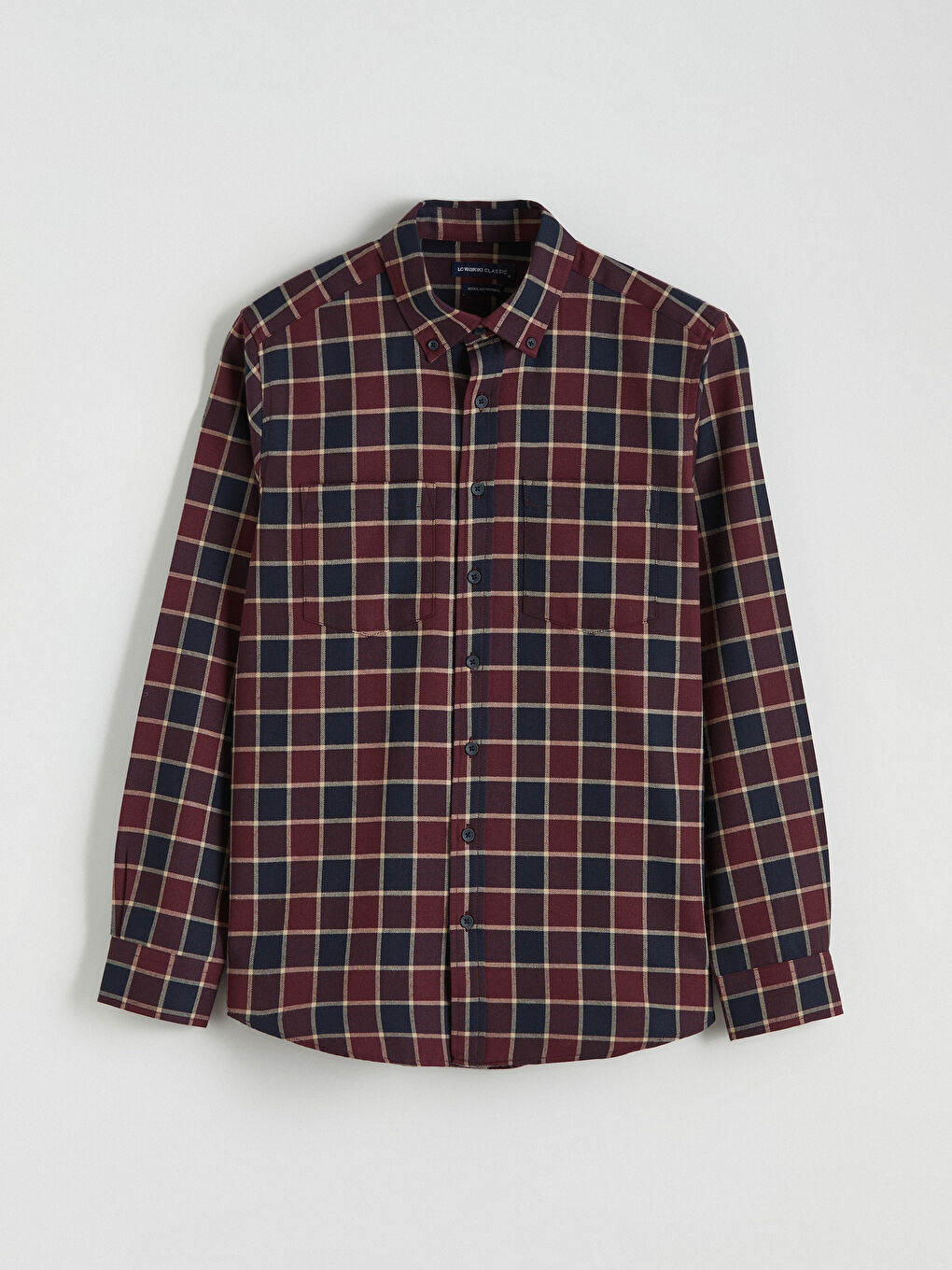 Bordo Uzun Kollu Ekose Desenli Erkek Gömlek-4