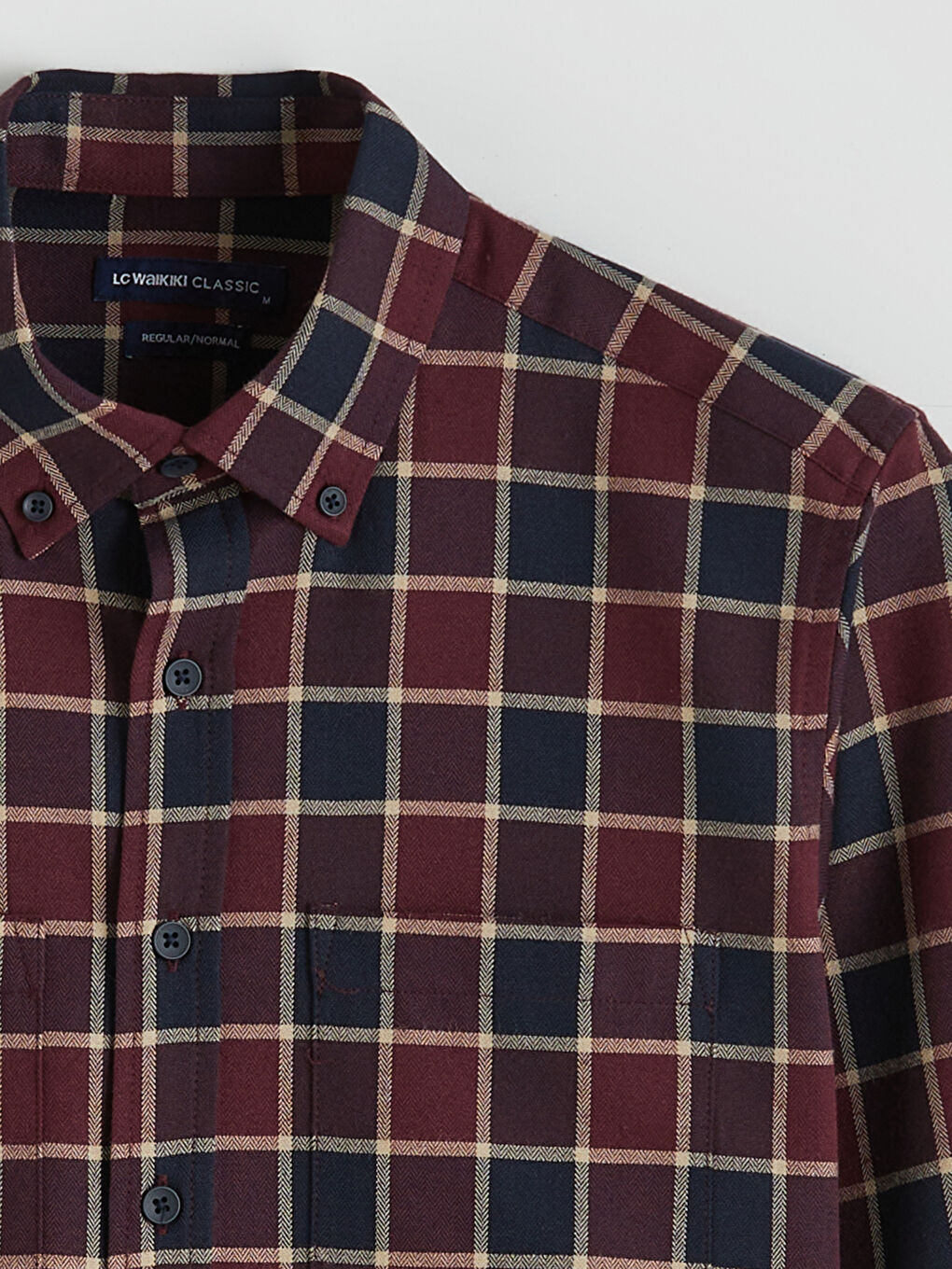 Bordo Uzun Kollu Ekose Desenli Erkek Gömlek-5