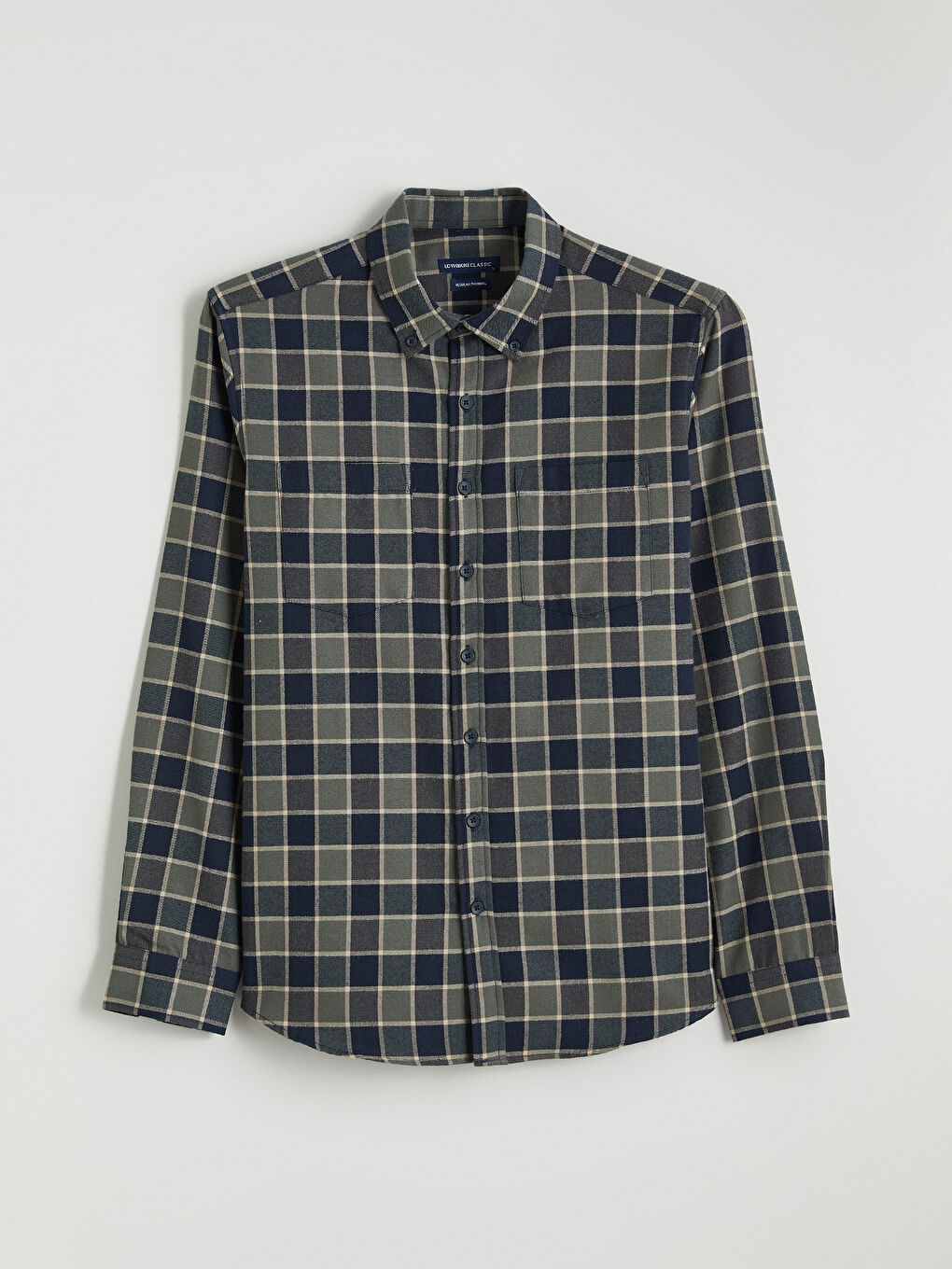 Yeşil Uzun Kollu Ekose Desenli Erkek Gömlek-4