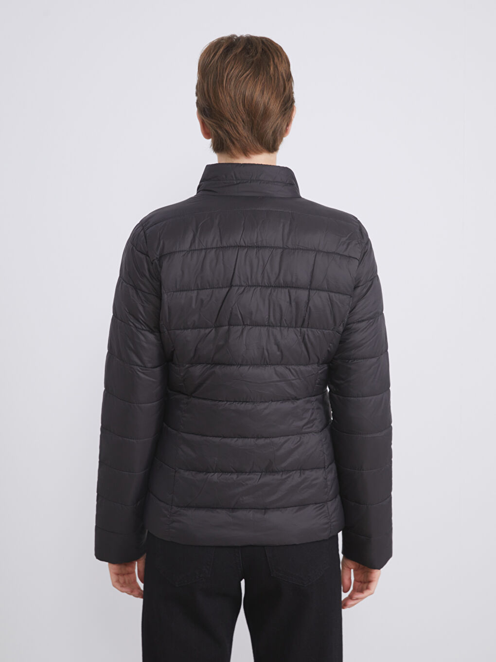 Funnel Neck Quilted Women's Puffer Coat-4