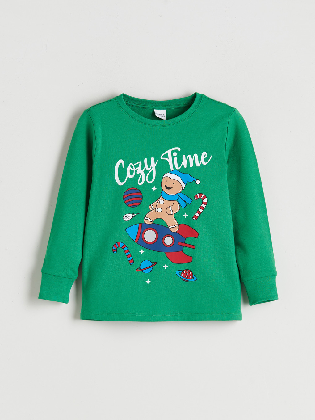 Yeşil Yeni Yıl Temalı Erkek Çocuk Pijama Üst
