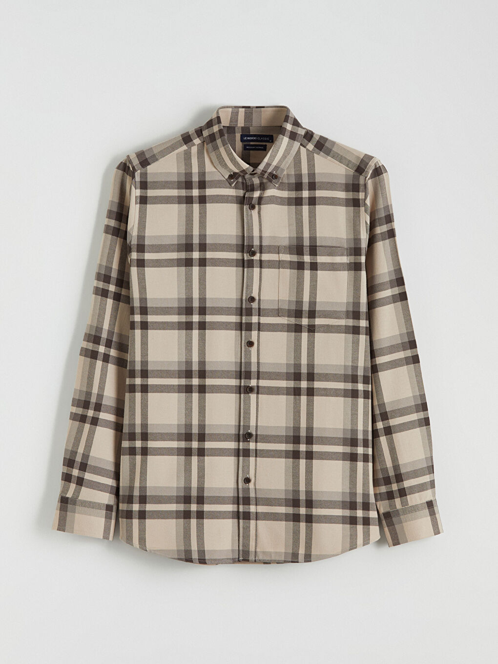 Kahverengi Regular Fit Uzun Kollu Ekose Erkek Gömlek-4