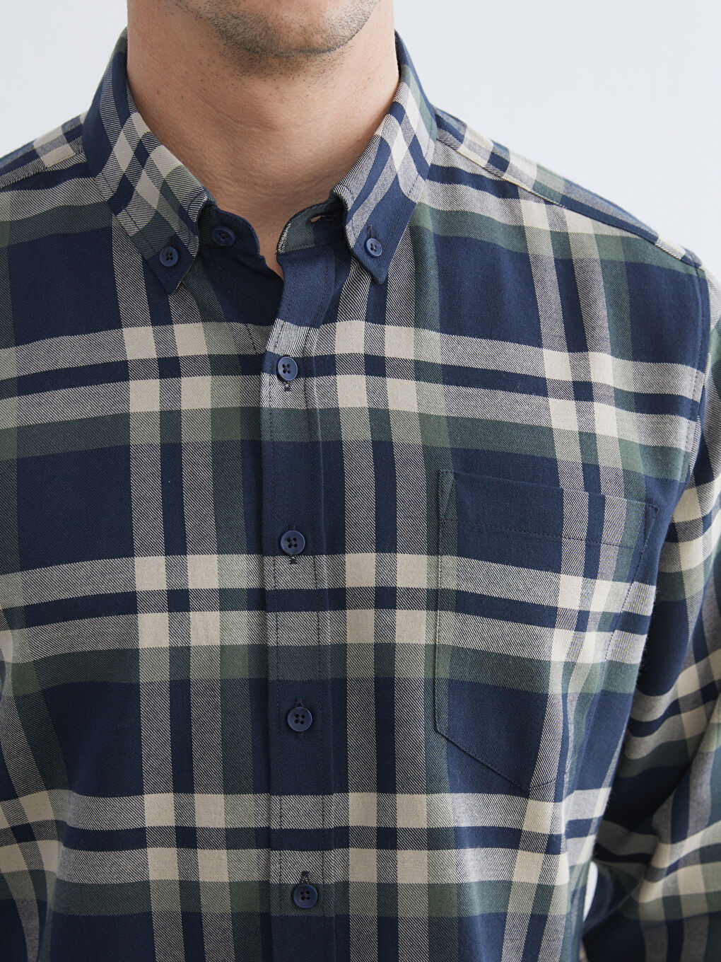 Cămașă pentru Bărbați cu Carouri și Mânecă Lungă, Croială Regular-2