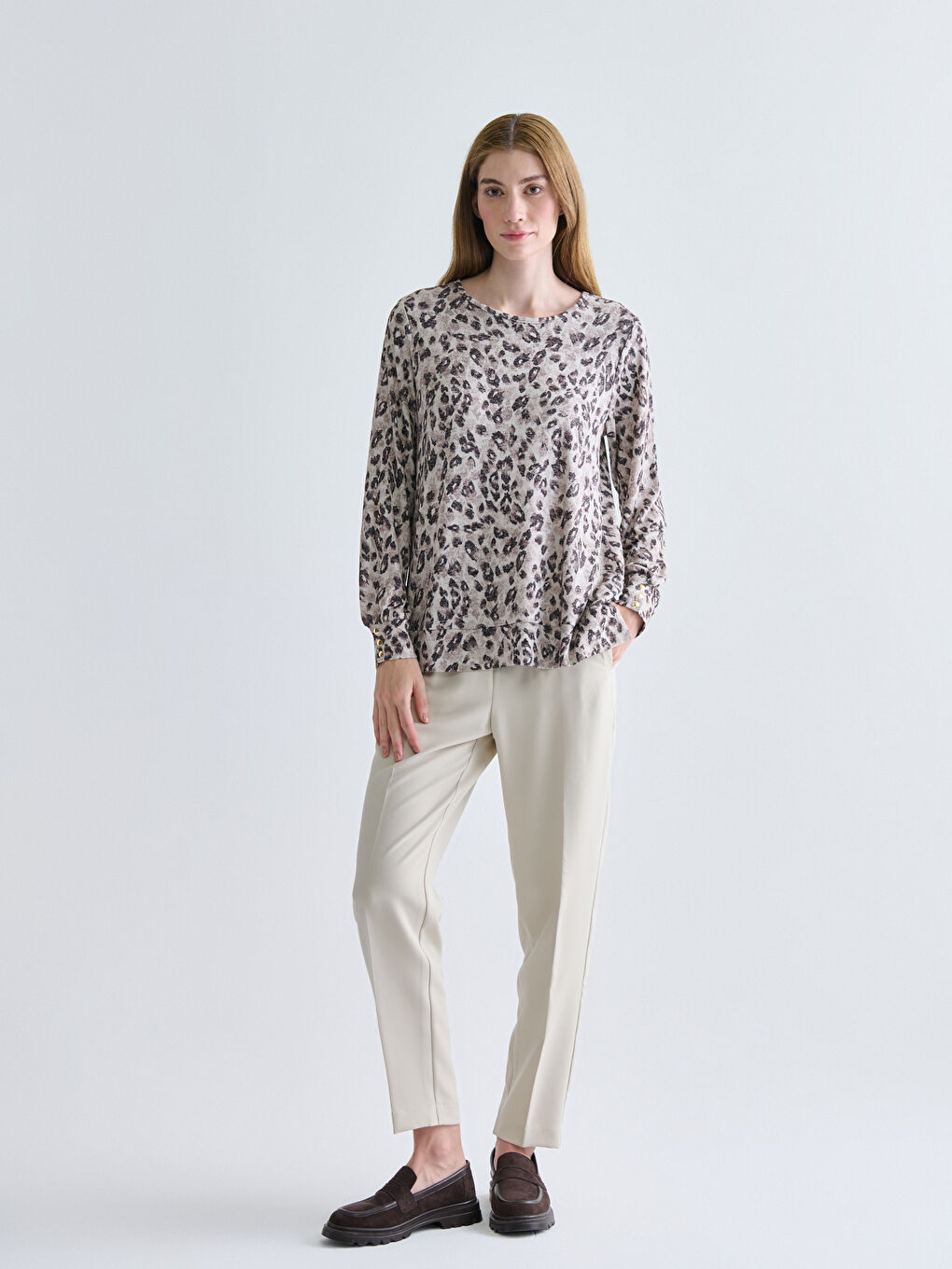 Crew Neck Patterned Women's T-Shirt-1