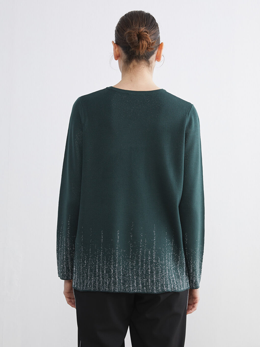 Crew Neck Patterned Women's Knitwear Sweater-3