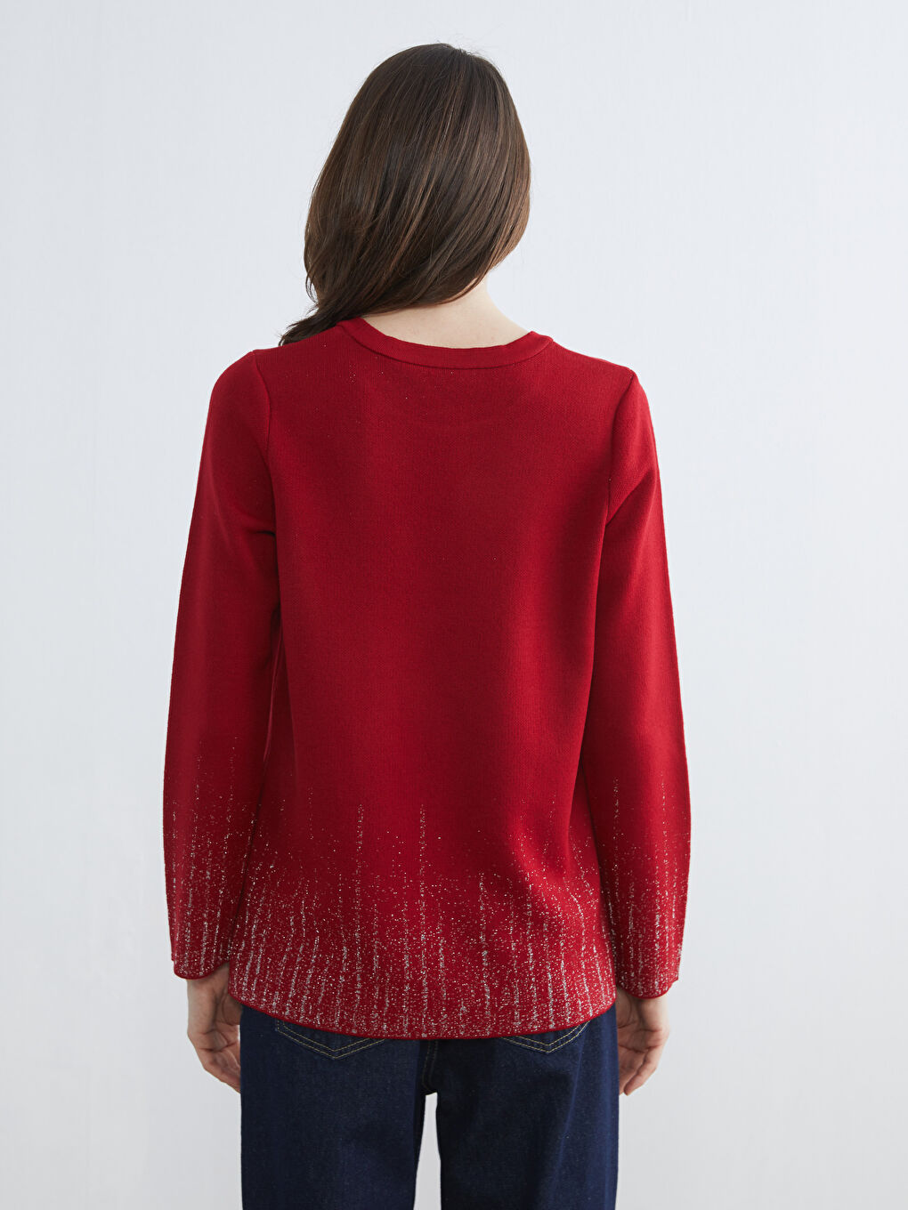 Crew Neck Patterned Women's Knitwear Sweater-3