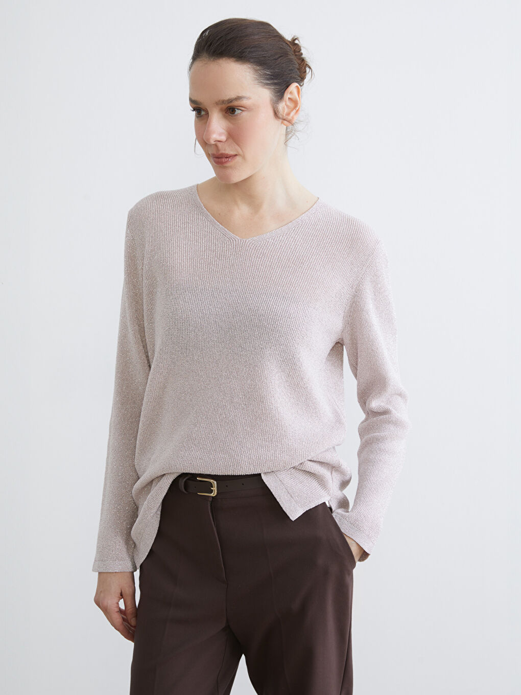 V Neck Women's Knitwear Sweater