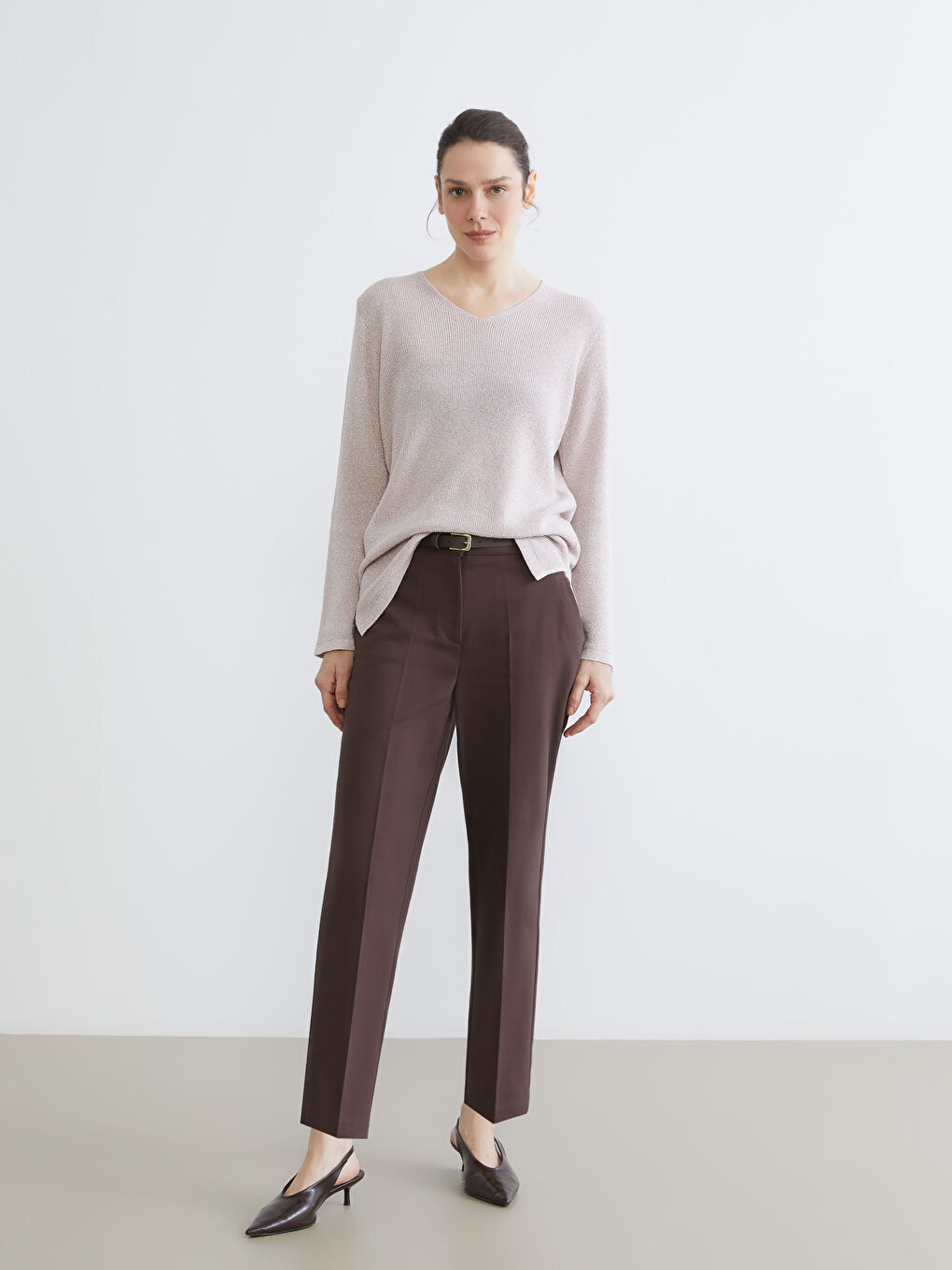 V Neck Women's Knitwear Sweater-1