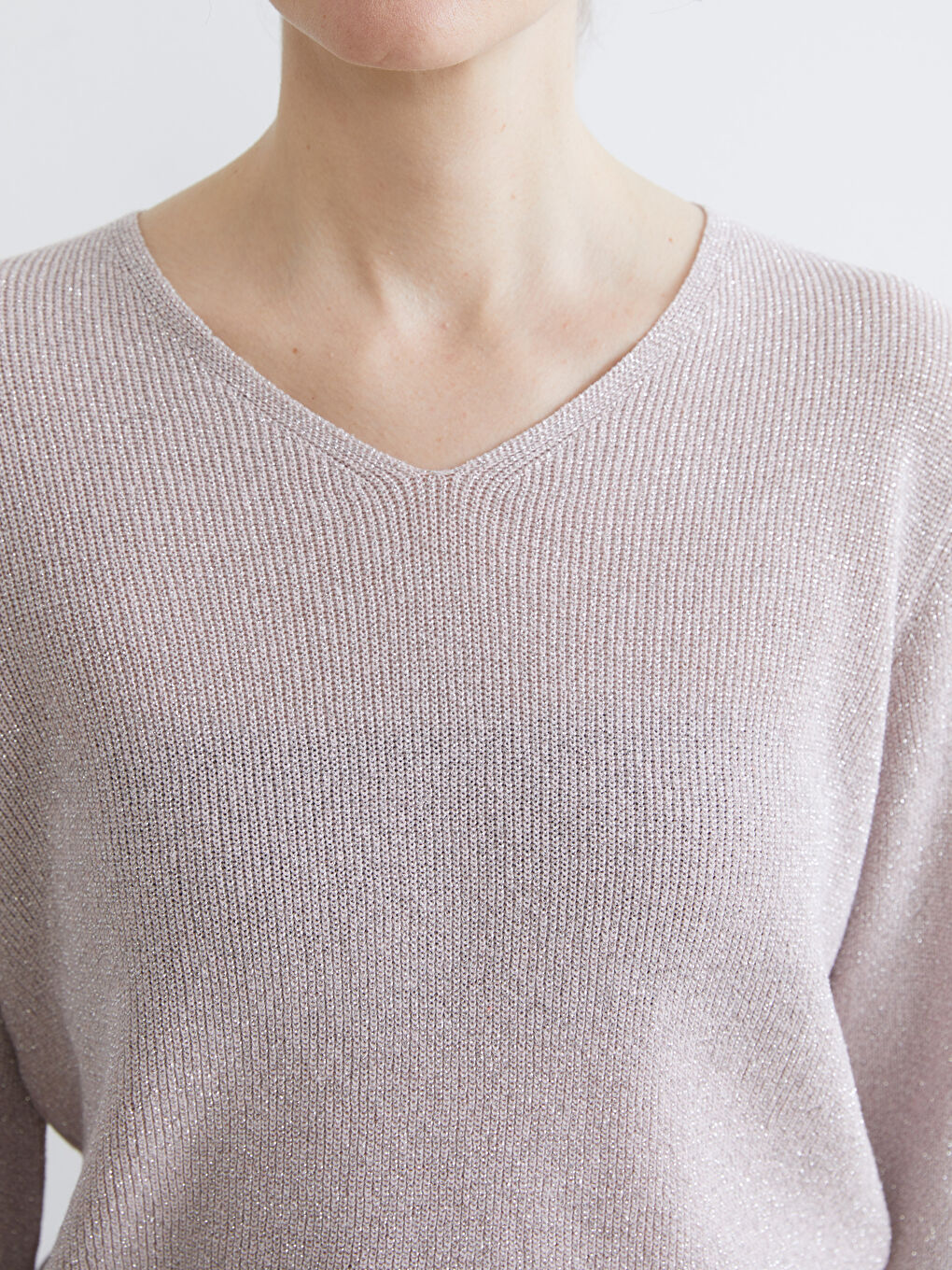 V Neck Women's Knitwear Sweater-2