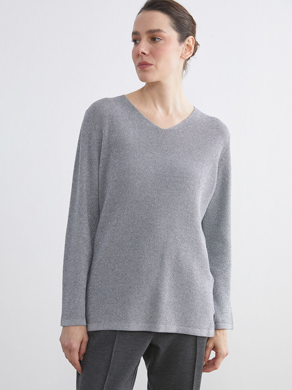 V Neck Women's Knitwear Sweater