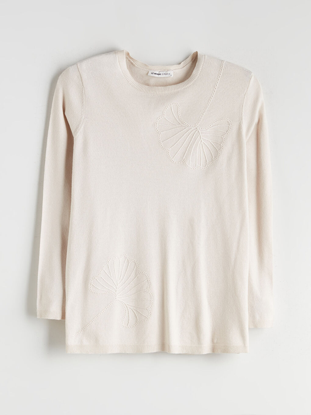 Crew Neck Embroidered Women's Knitwear Sweater