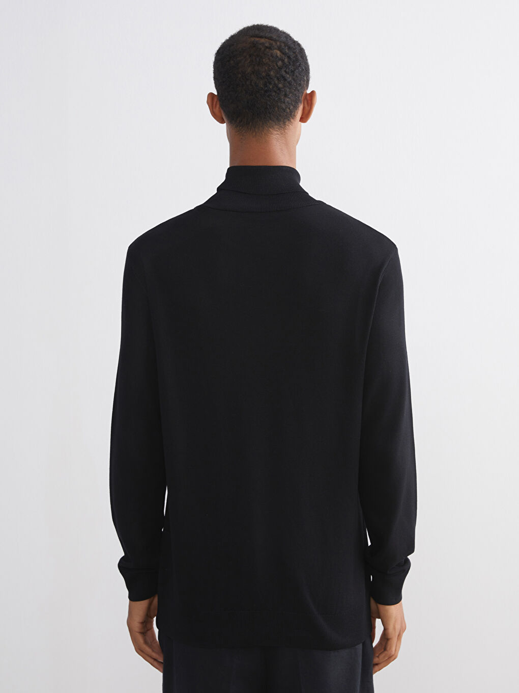 Siyah Balıkçı Yaka Erkek Triko Kazak-3