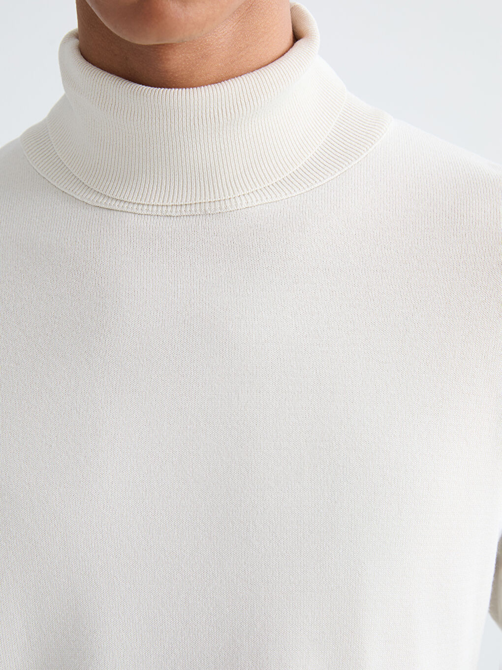 Bej Balıkçı Yaka Erkek Triko Kazak-2