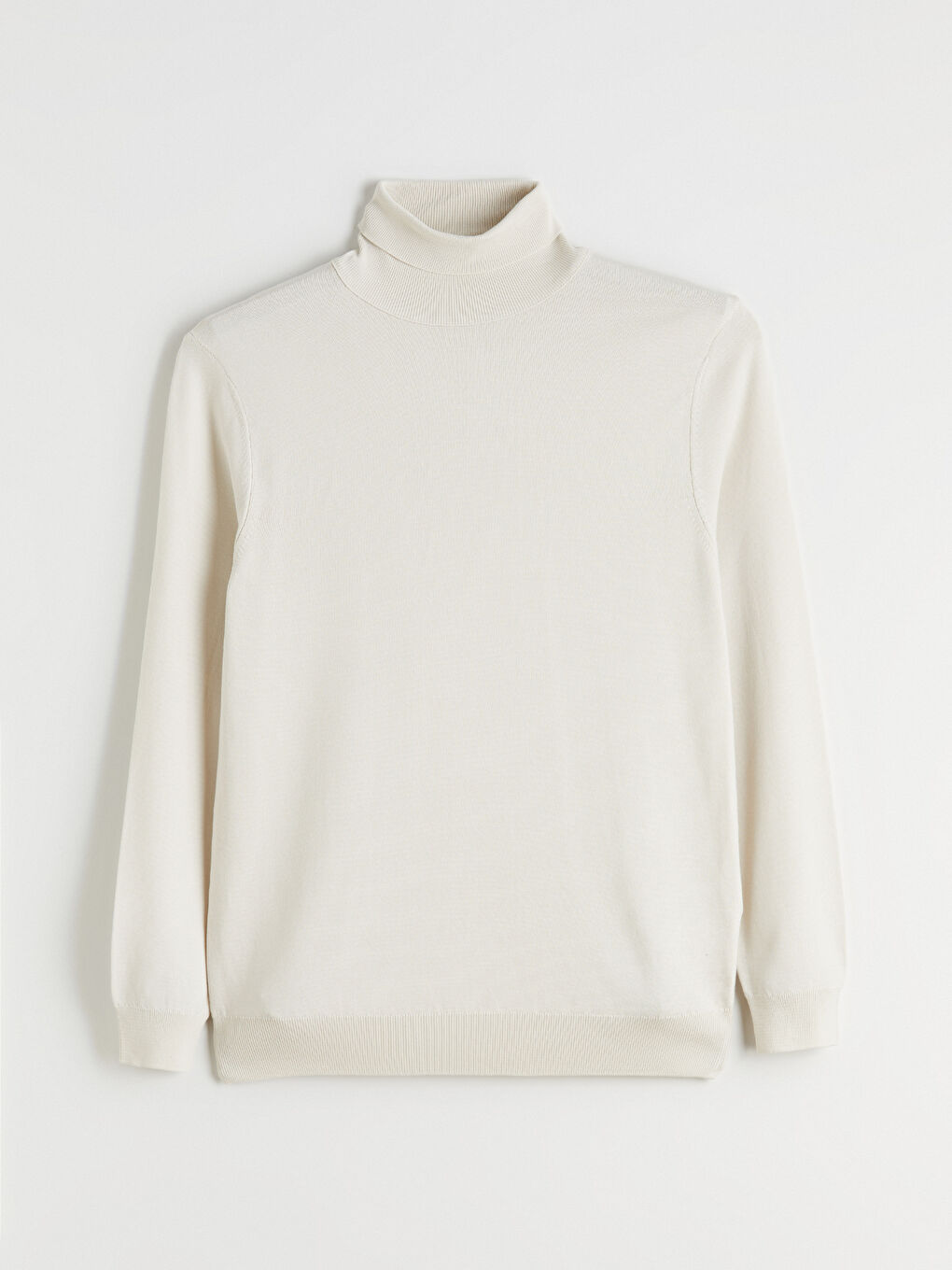 Bej Balıkçı Yaka Erkek Triko Kazak-4