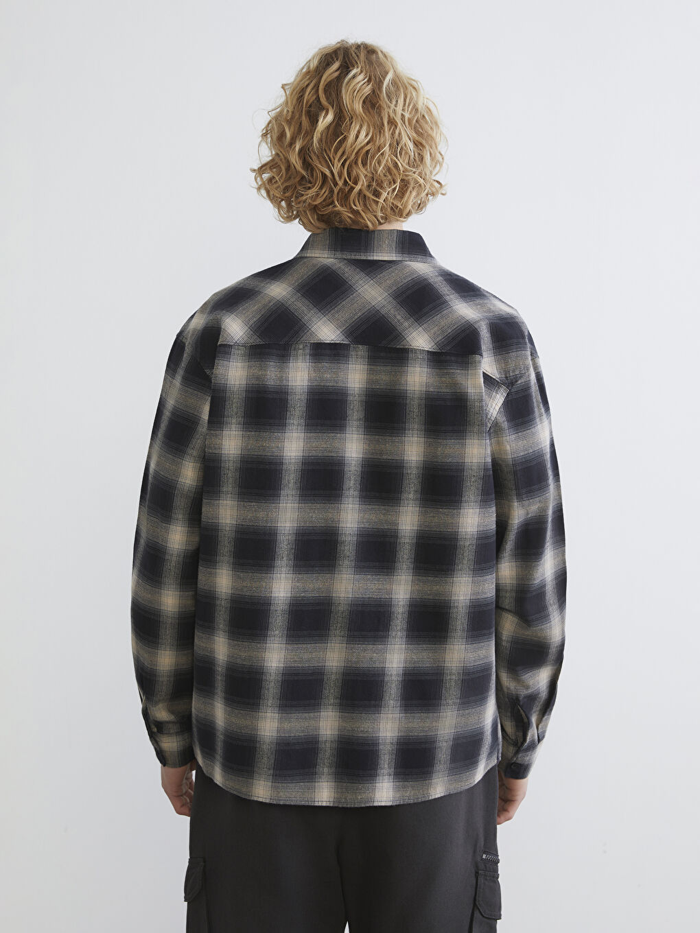 Kahverengi Rahat Kalıp Ekose Erkek Gömlek Ceket-3