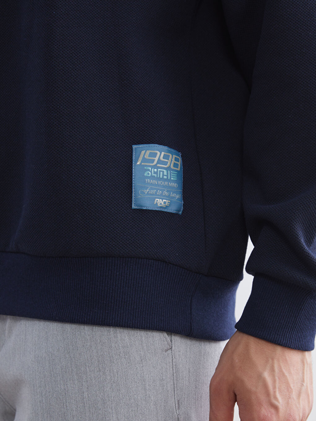 Lacivert Fermuarlı Dik Yaka Erkek Sweatshirt-3