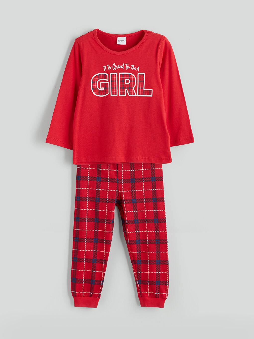 Crew Neck Printed Girls' Pyjama Set