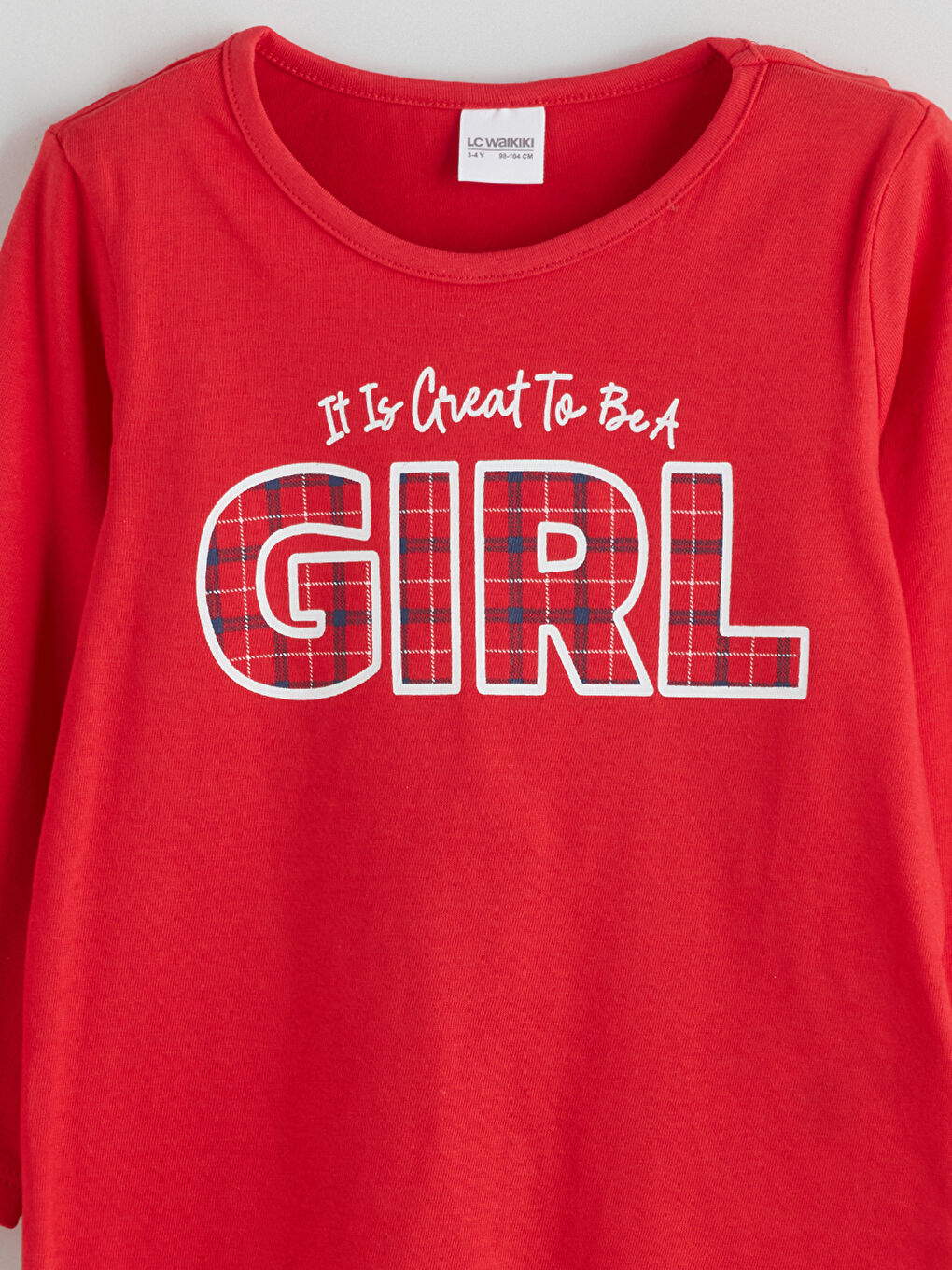 Crew Neck Printed Girls' Pyjama Set-2