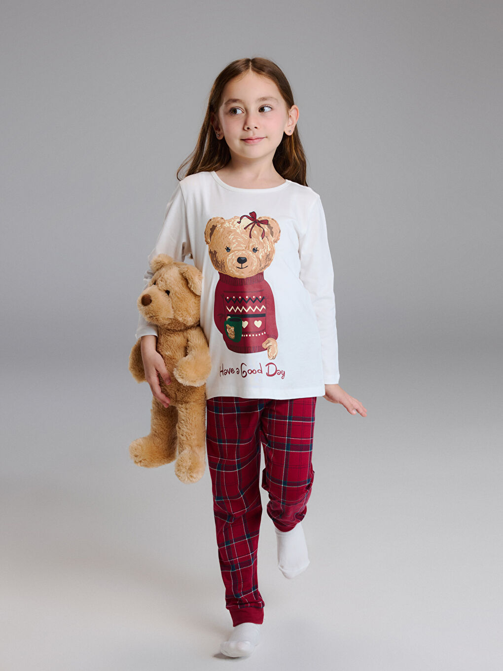 Девочки экрю Пижамный комплект-1