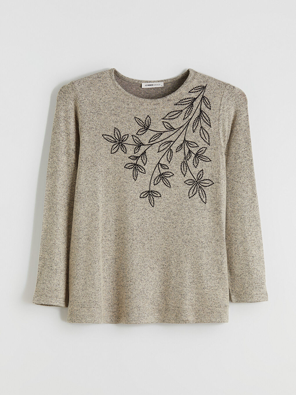 Crew Neck Floral Embroidered Blouse-4