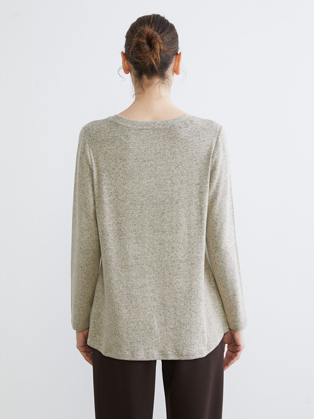 Crew Neck Patterned Blouse-3